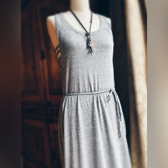 Chaser Strappy Tee Maxi Dress Heather Gray S NWT Luxe Jersey - Picture 10 of 13